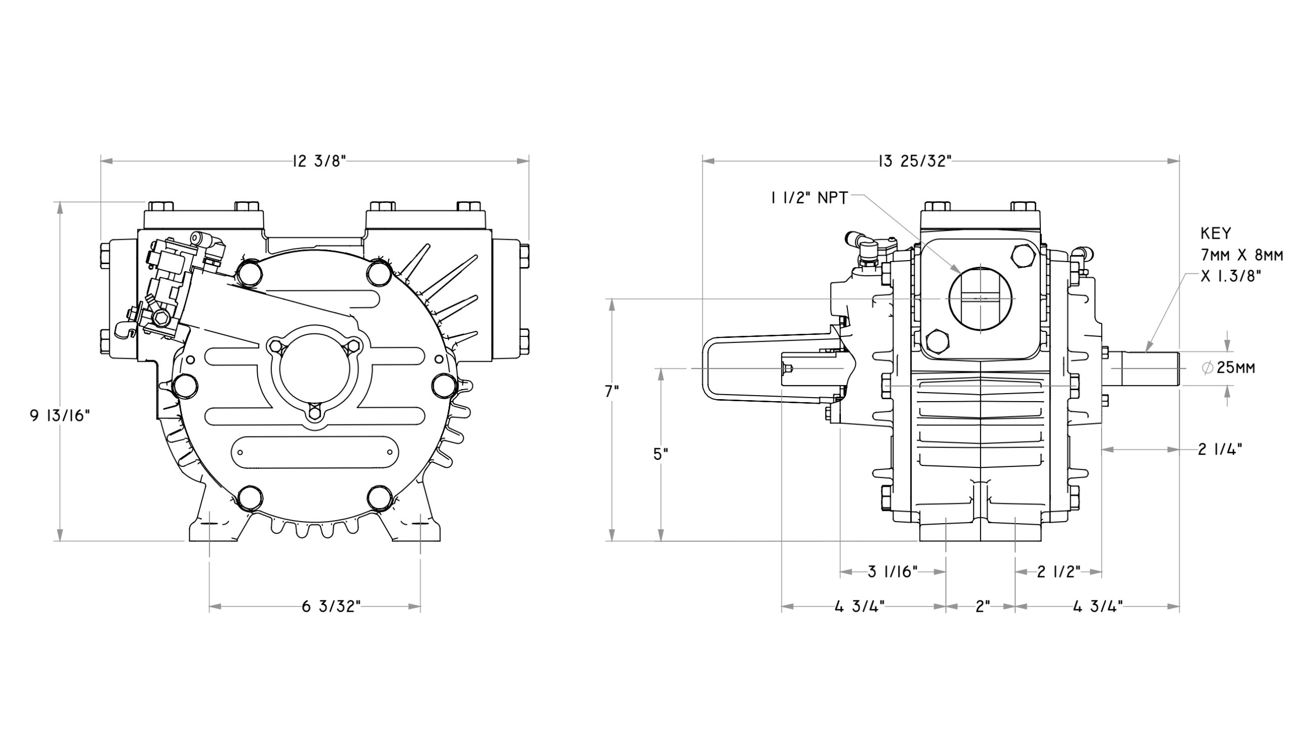 HXL2F Dimensional Drawing
