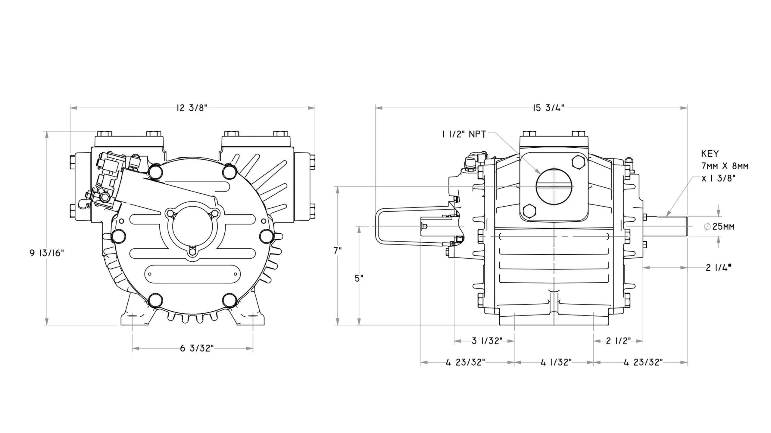 HXL3F Dimensional Drawing
