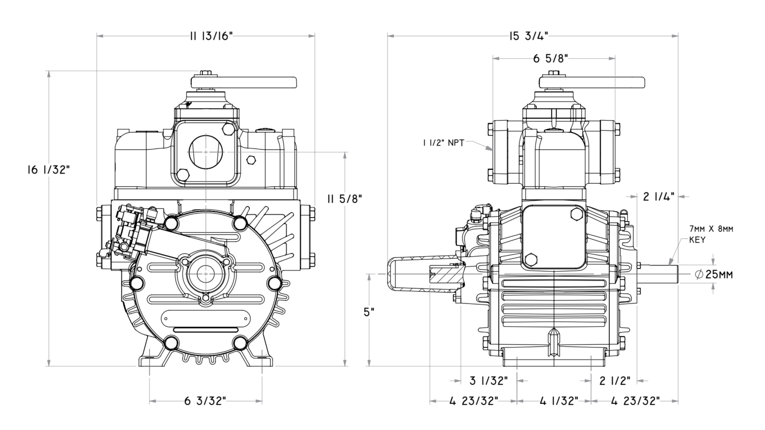 HXL3V Dimensional Drawing
