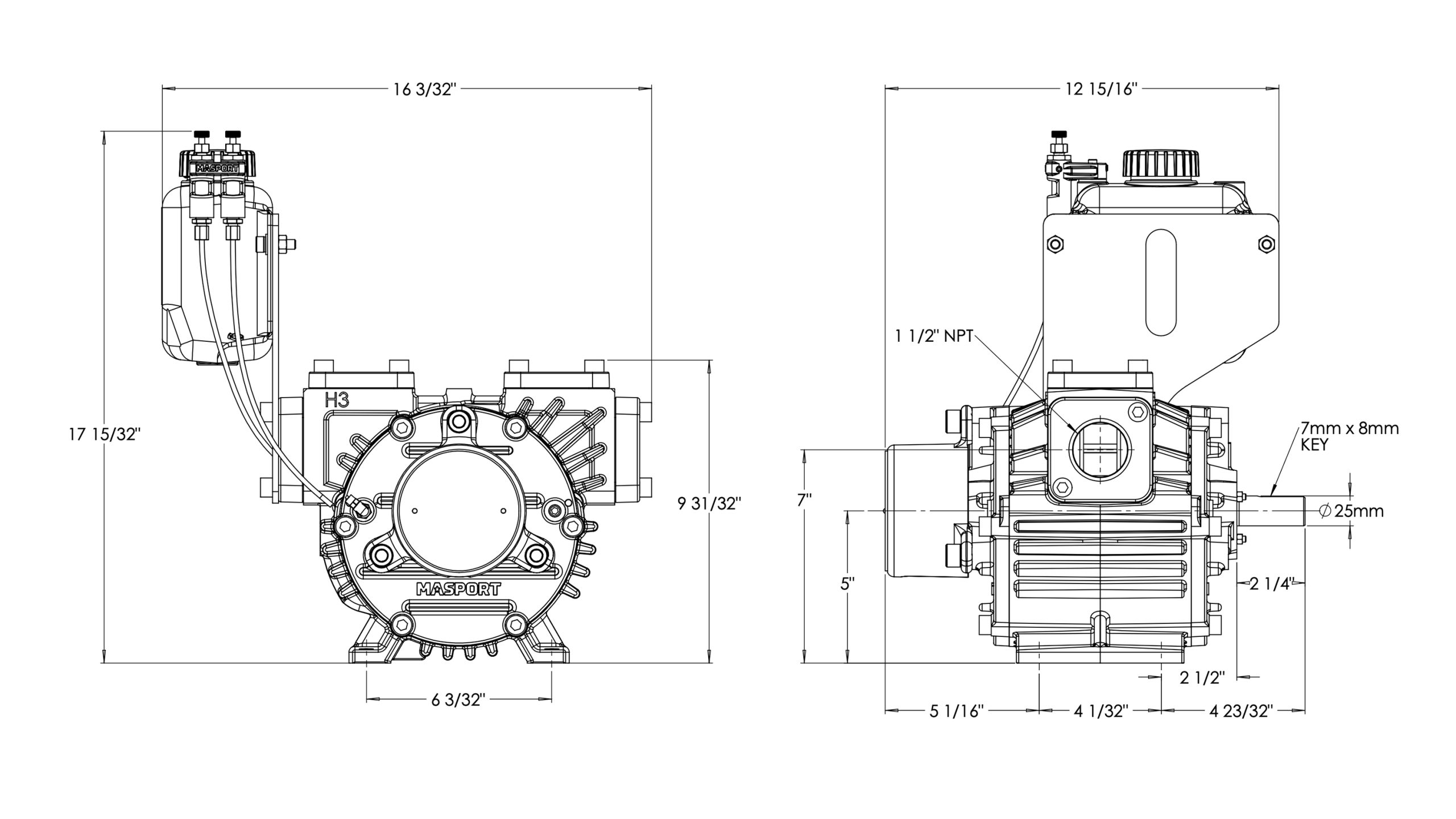 HD3F Dimensional Drawing