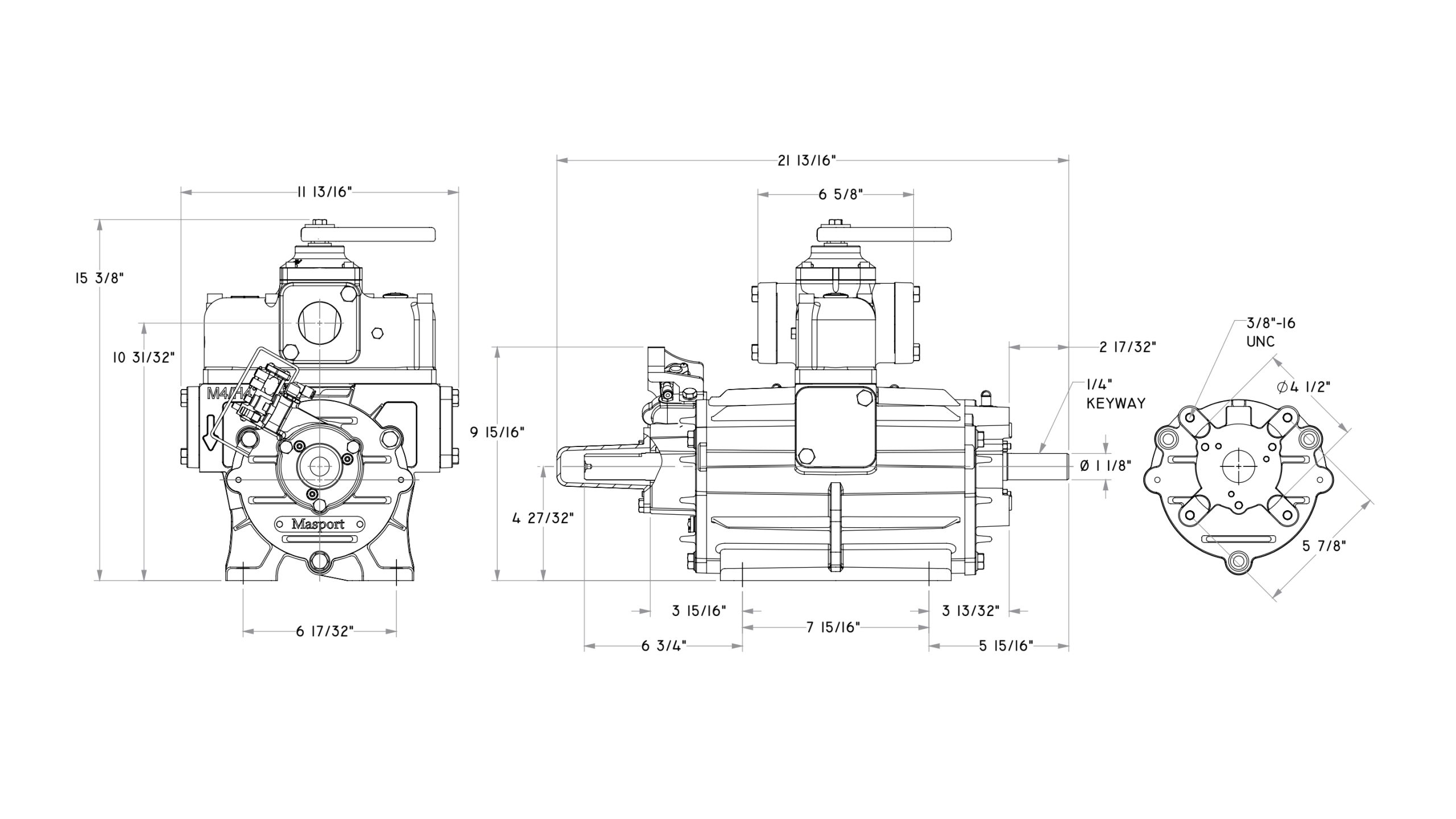 HXL4V Vacuum Pressure Pump Dimensional Drawing