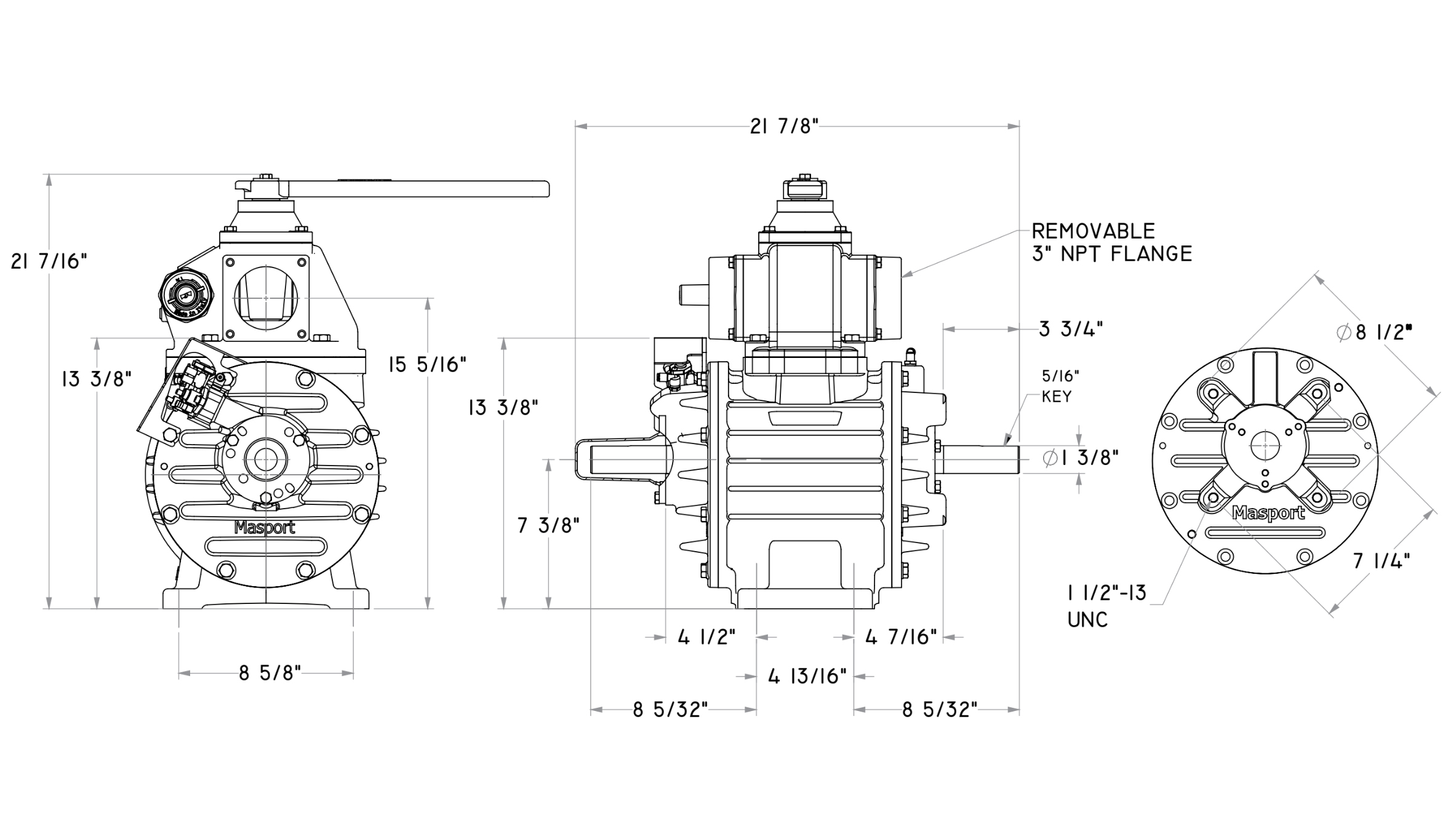 HXL75V Vacuum Pressure Dimensional Drawing